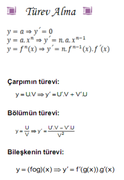 Türev Formülü